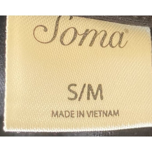 Soma S/M cool nights Pj Long Sleeve Short Robe Black Pockets Sewn‎ On Belt - Picture 7 of 12